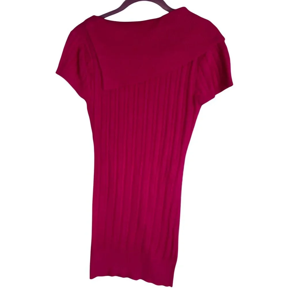 Colorful Knit‎ Sweater Mini Dress Pink S Y2K Bodycon Cottage Preppy Skater Artsy